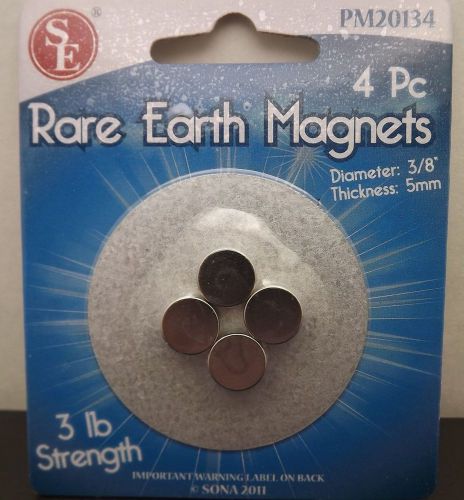 Four piece Super Strong 3/8&#034; x 5mm Neodymium (3Lbs) Rare Earth Magnets Brand New