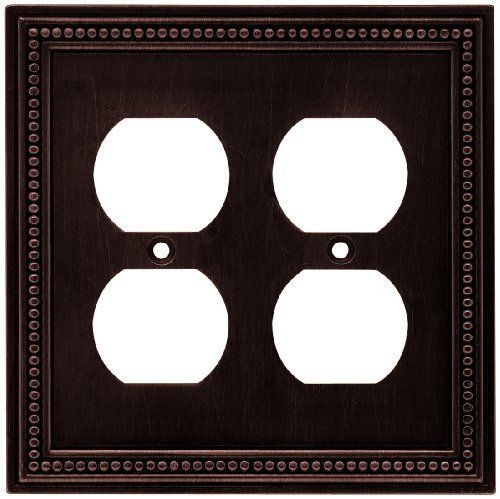 NEW Liberty Hardware 64402 Beaded Double Duplex Wall Plate  Venetian Bronze