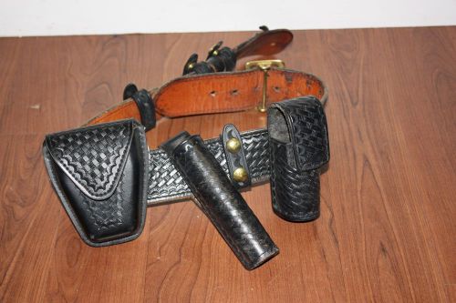 Heavy Black Leather STALLION Safariland Dutyman DUTY Belt 28!  ##