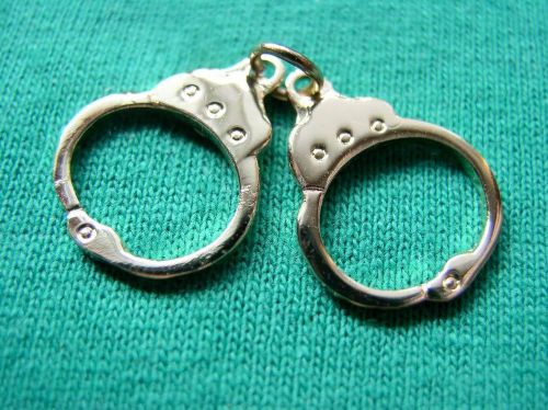 Gold police handcuffs shirt lapel pin nice fun! for sale