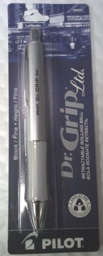 DR. GRIP, CUSTOM METALLIC SILVER BARREL, RETRACTABLE ROLLING BALL, BLACK, FINE