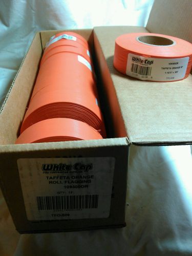 BOX OF 12 WHITE CAP TAFFETA ORANGE ROLL FLAGGING. 109300OR