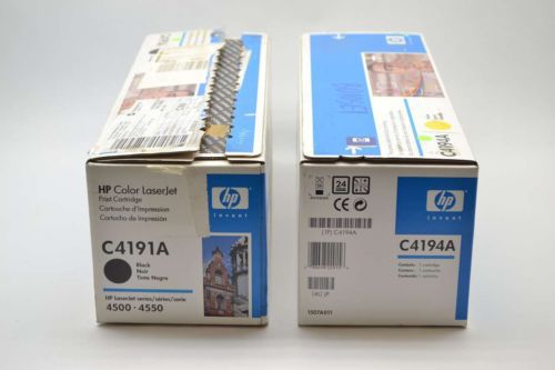 LOT 2 NEW HEWLETT PACKARD HP C4194A YELLOW C4191A BLACK PRINT CARTRIDGE B400718