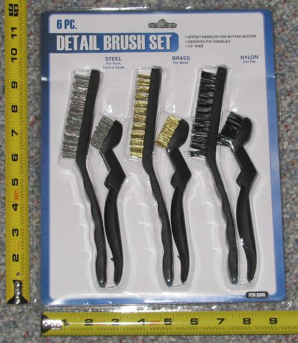 6 PIECE DETAIL WIRE BRUSH SET STEEL BRASS NYLON