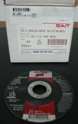 Sait 22021 4-1/2 x .045 x 7/8 a60s cutting wheels qty50 for sale