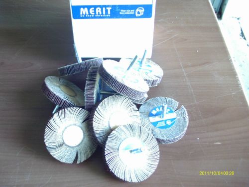 10 Merit 3&#034; x 1/2&#034; x 1/4&#034; Shank 80 Grit Flap Sanding Discs #08834137231