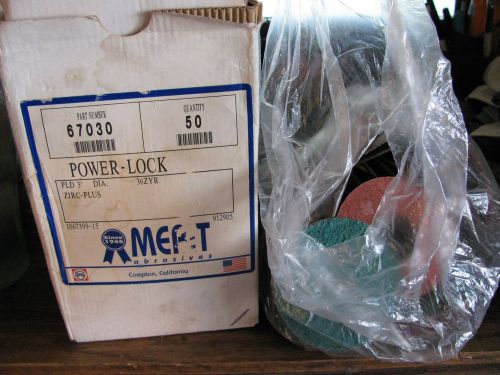 98 MERIT 67030 ABRASIVES 3&#034; DIA POWER-LOCK 36 GRIT SNAP ON SANDING DISCS