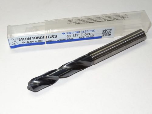 new SUMITOMO 10.50mm 3XD Solid Carbide Oil Coolant-Thru Stub Length GS-Drill PVD