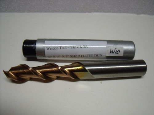 1/2&#034; x 1/2&#034; x 2&#034; x 4&#034; 2 FL SKB16-3A TiCN Ski Kut Weldon Tool End Mill-W10