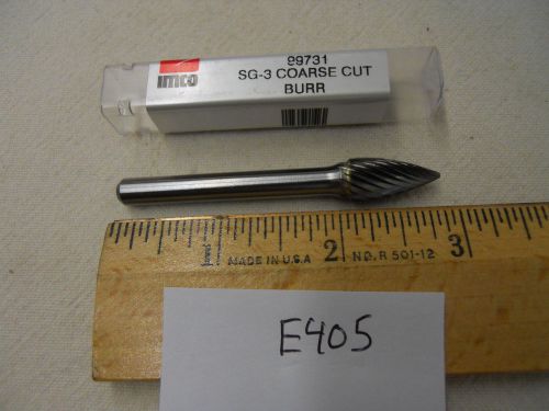 1 NEW IMCO 1/4&#034; (.250) SHANK. CARBIDE BURR. SG-3 COARSE CUT. USA MADE {E405}