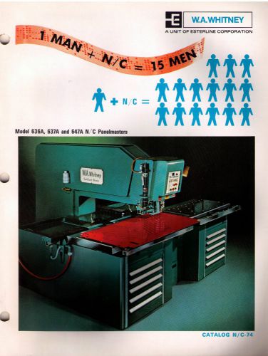 W.A. Whitney Model 6636A, 637A, and 647A N/C Panelmasters Catalog