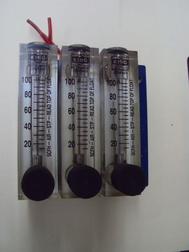 3 King Instrument Company Flow Meter 20-100 SCFH-AIR-STP