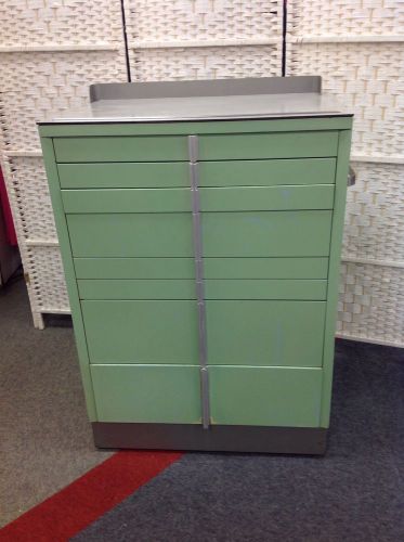 Vintage 1960&#039;s Hamilton Dental Cabinet Mint Green on Rollers