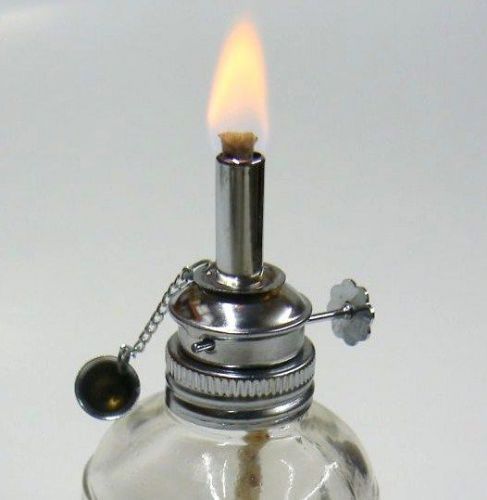 Alcohol lamp glass spirit lamp burner faceted sides &amp; adjustable wick wax work for sale