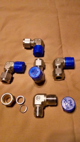 (5) tylok 316 ss instrumentation elbow fitting 3/8&#034;tube x 3/8&#034; mnpt for sale