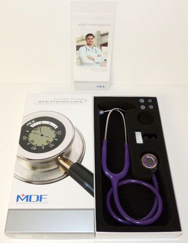 Mdf 740 adult mdf8 pulse time stethoscope w/digital clock purple rain purple nib for sale