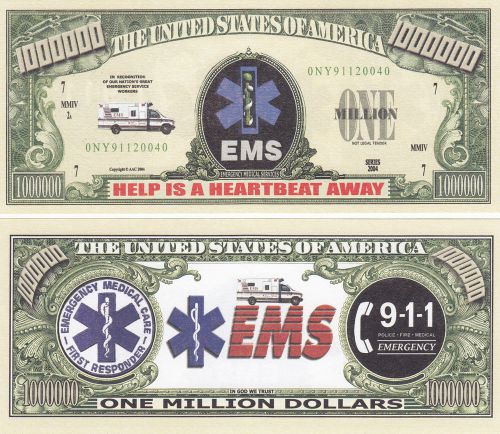 Two ems emt emergency medical services money bills #192 for sale