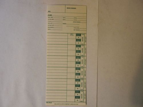 HALLOCK CLOCK CO. 780-JR-2Z Time Clock Cards Box of 475