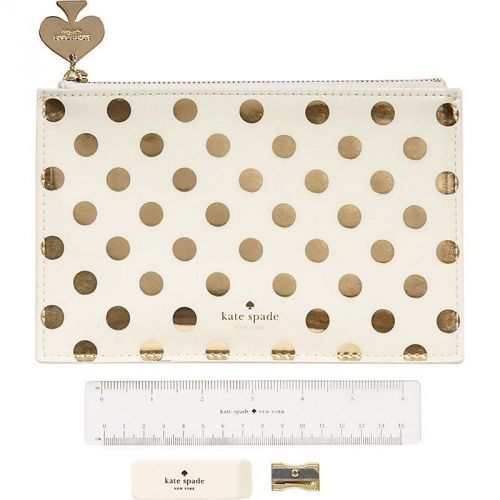 Kate Spade Gold Dots Pencil Pouch Set