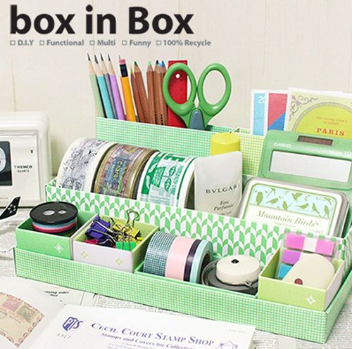 Desk organizer box in box-greengrass for sale