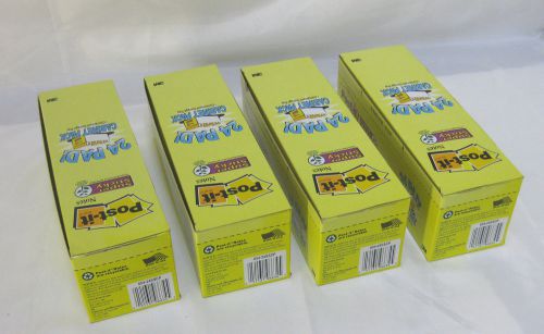 Lot 4x super sticky post-it notes 3x3 canary yellow pads/cabinet pack 654-24sscp for sale