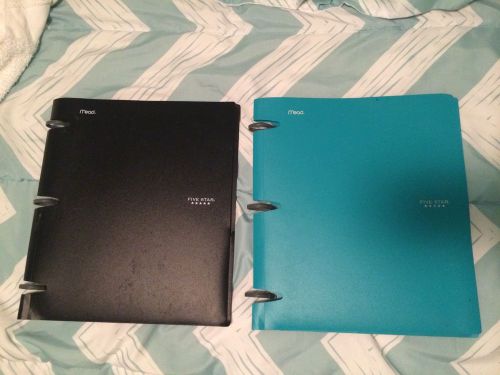 Set of 2 MEAD FIVE STAR binders (Teal &amp; Black/3 ring/flat) *SCHOOL SUPPLIES*