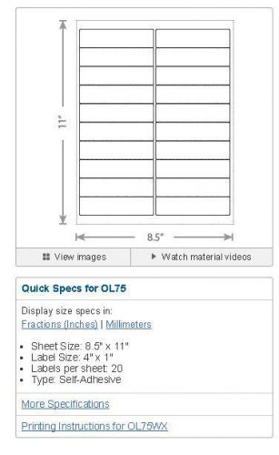 Maestro - OL75WX - Standard White Matte - 4&#034; x 1&#034; Labels