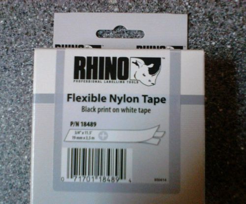 NEW DYMO 18489 RHINO 3/4 WHITE FLEXIBLE NYLON LABELS