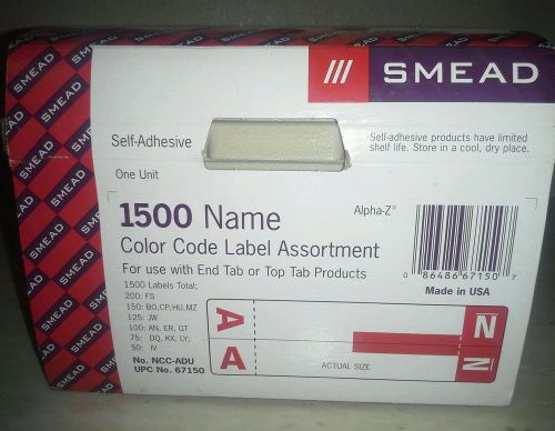 SMEAD 1500 NAME COLOR CODE LABEL ASSORTMENT UPN No. 67150