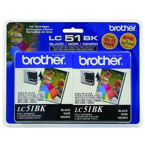 Brother int l (supplies) lc51bk2pks 2pk blk ink cartridges for sale