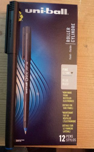 uni-ball Onyx Roller Ball Stick Dye-Based Pen, Blue Ink, Fine, Rollerball