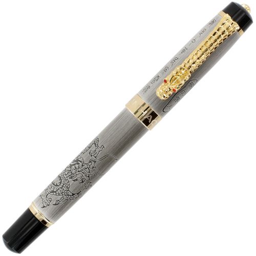 Jinhao 888 long offspring ancient silver golden dragon fountain pen - medium for sale