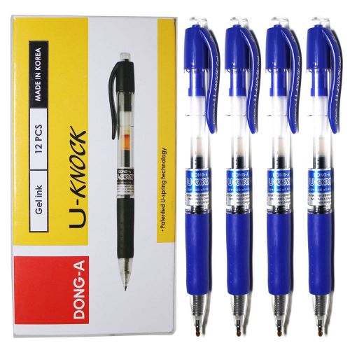 x12pcs Dong-A U-Knock Gel Ink Blue 0.7mm Rollerball Pen 12pcs