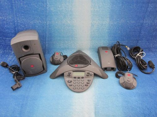 Polycom SoundStation VTX1000 Conference Phone 2201-07142-601 2xMics Sub Extras