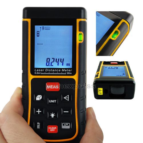 80m Laser Distance Meter Area Volume Pythagorean Range Finder Tool ±2mm Accuracy