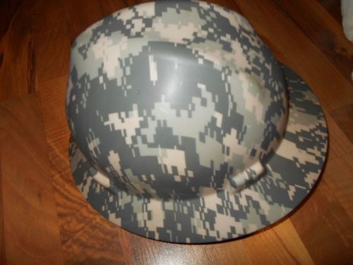 Adjustable Camo Camoflauge Hard Had Cap MSA Used but Great Condition