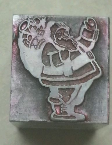 Vintage lead Printing Block letterpress Santa Claus  Christmas Jolly  St. Nick