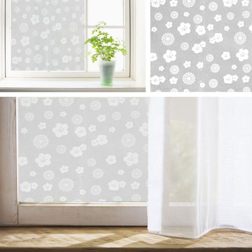 Recyclable Frosted Vinyl Privacy Window Film Flower Sticker Roll Sheet 45x90cm