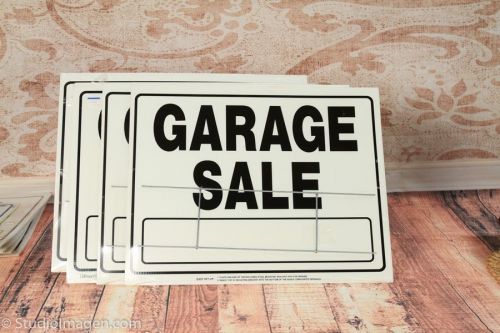 Qty 4 Lot &#034;Reserved Parking&#034;Garage Sale&#034; Corrogated Coroplast Signs w/ H stakes