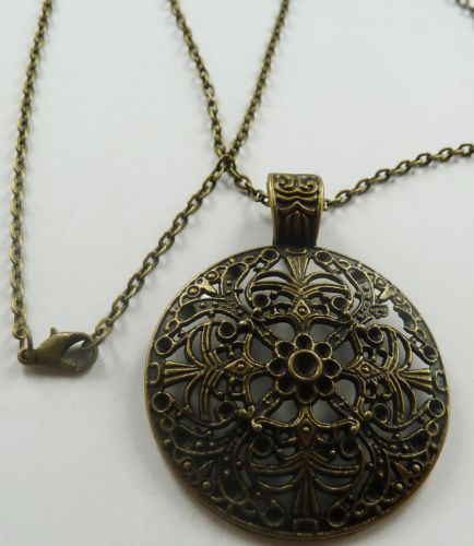 Lots of 10pcs bronze plated flower costume necklaces pendant 660mm for sale