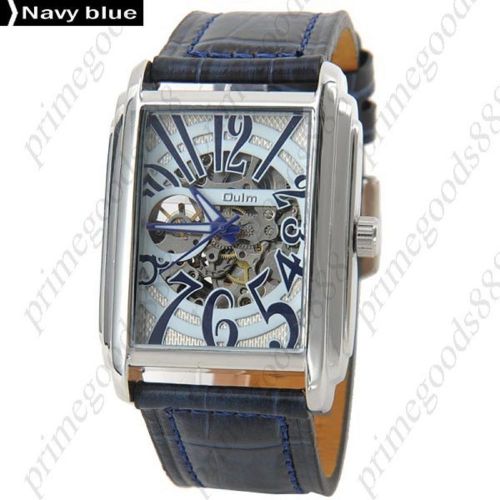 Self Winding Auto Mechanical See Through Wrist Analog Men&#039;s Wristwatch Navy Blue