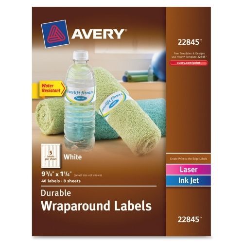 Avery wraparound durable labels - 9.75&#034;wx1.25&#034;l - 40/pk - white for sale