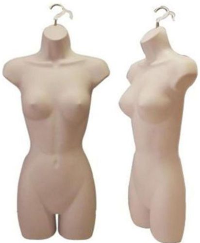 HARD PLASTIC FEMALE HANGING MANNEQUIN BODY FORM / FLESH / HOLLOW BACK