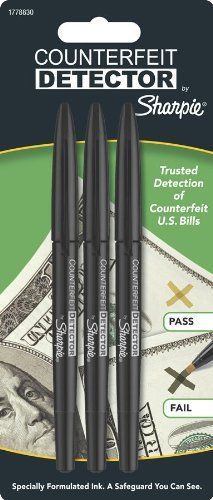 Counterfeit bill detector pens three pack markers u.s. currency highly effective for sale