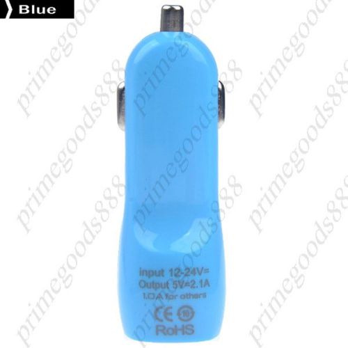 DC 12 24V 2.1A 1A Dual USB Ports Mini Quick Car Charger Vehicle Blue