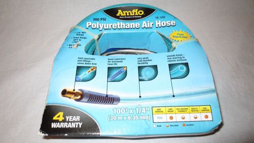 Amflo 14-100 blue 300 psi polyurethane air hose 1/4&#034; x100 with 1/4&#034; npt fittings for sale