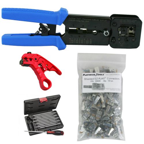 Platinum Tools 100054 EZ-RJPRO Crimper, Cat5e/CAT6 Connectors, Cutter, Tool Kit