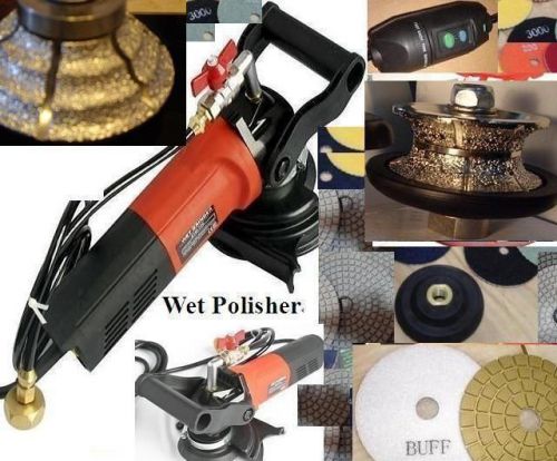 Wet Polisher 3/4&#034; Triple Waterfall TB20 V20 Full Bullnose 30 Pad FREE Buff Stone