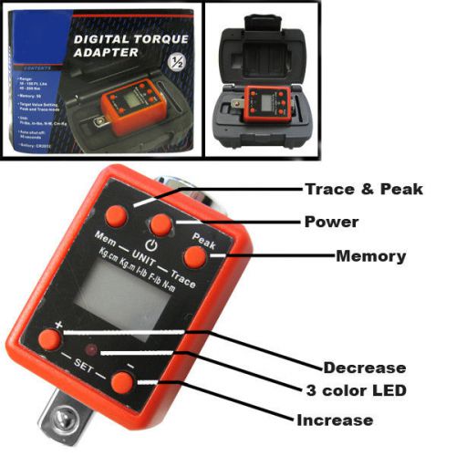 New 1/2&#034; dr. digital torque wrench adaptor in/lb ft/lb n-m kg-cm kg-m converter for sale