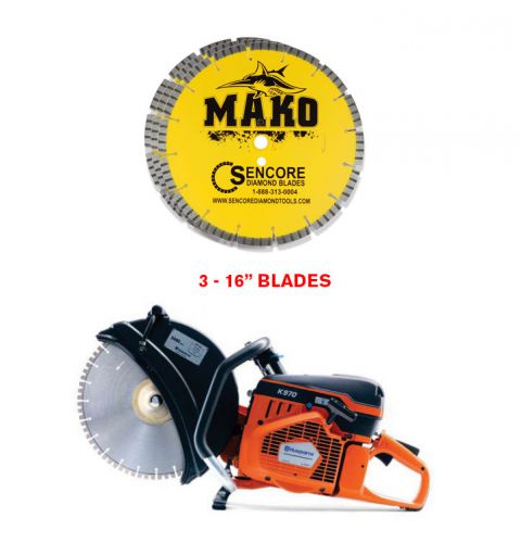 Husqvarna k970 16&#034; saw + 3 mako shark diamond blades 16&#034; for sale